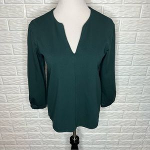 CLUB MONACO Full Sleeve Tricot Top in Green XS